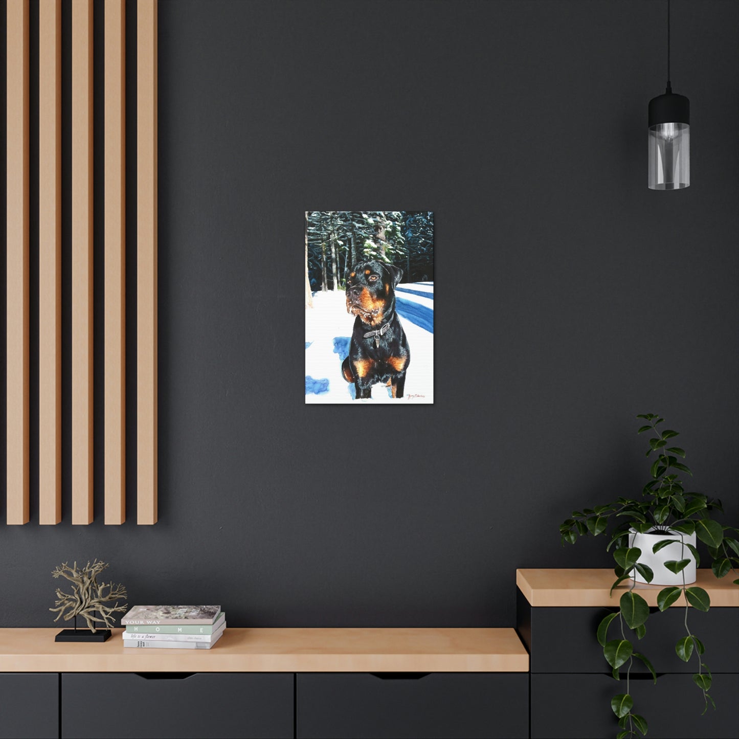 "Rottweiler in the Snow" Gallery Wrapped Canvas - Kerry Siderius Art