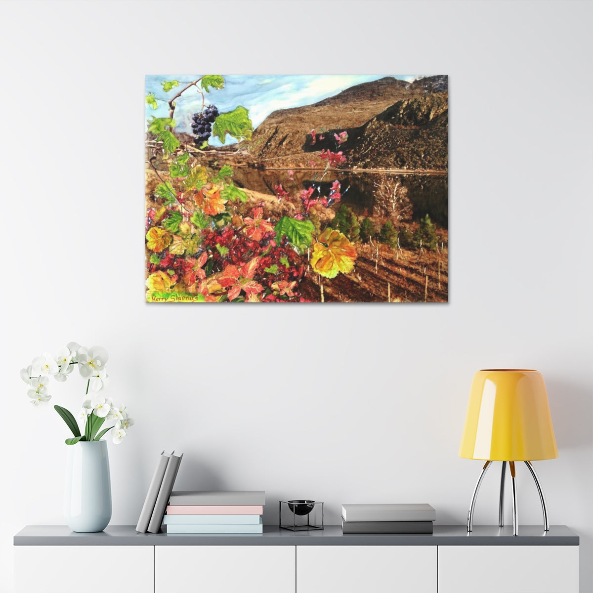 "Last Cluster of Grapes with Columbia Reflection" Canvas Stretched, 1.5'' - Kerry Siderius Art