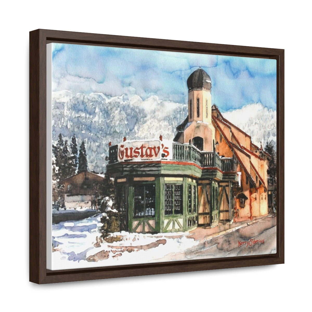 "Leavenworth's Gustav's in the Wintertime" Poplar Wood Framed Canvas - Kerry Siderius Art