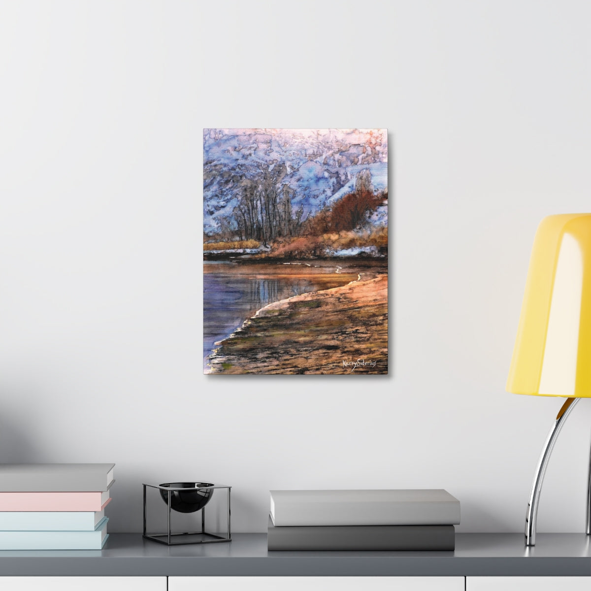 "Winter View by the Columbia River" Satin Canvas - Kerry Siderius Art