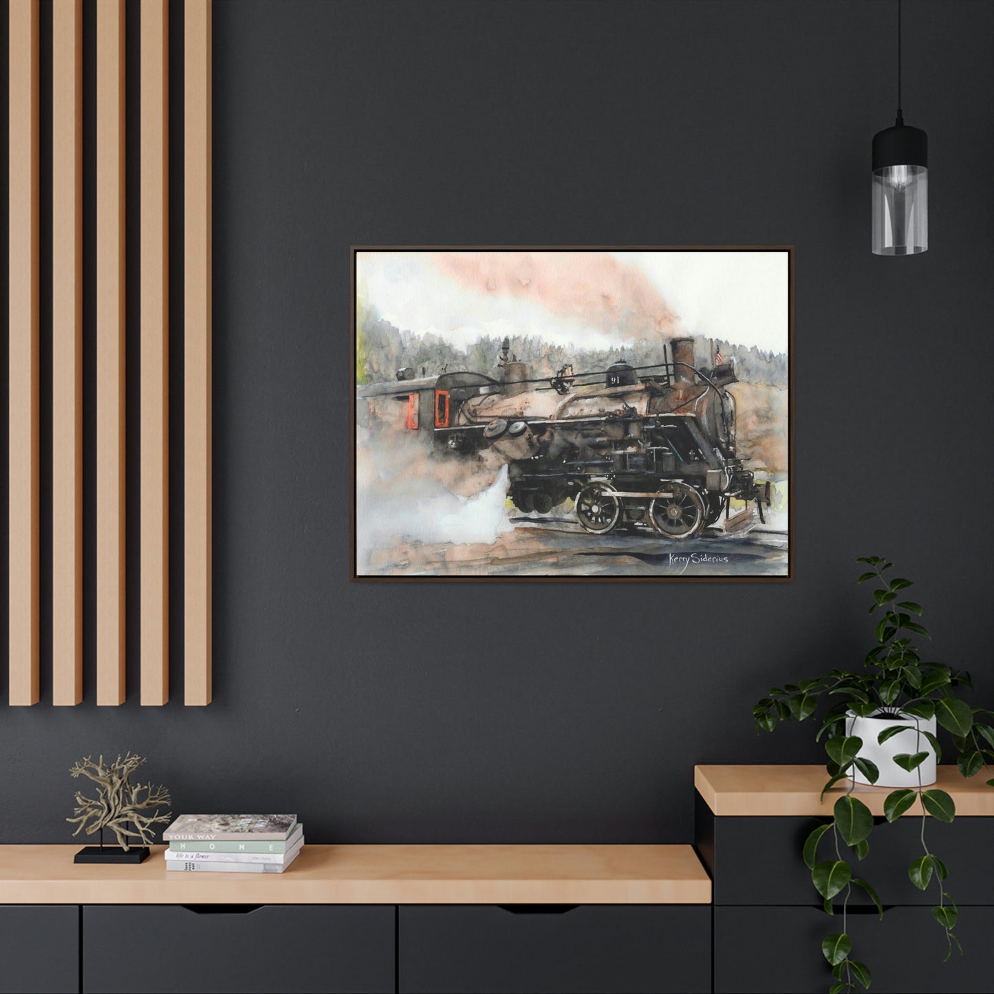 "Old Steam Train in Elba, Washington" Gallery-Wrapped Wood Framed Canvas - Kerry Siderius Art