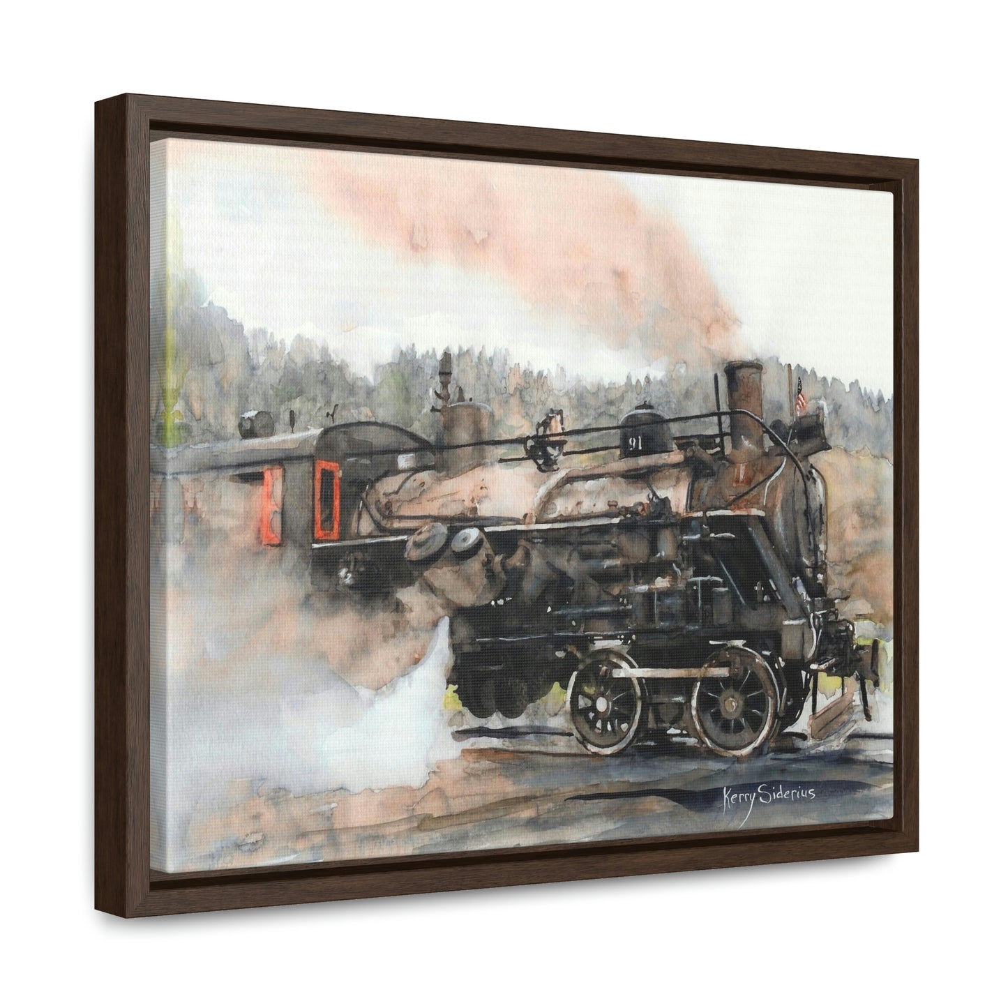 "Old Steam Train in Elba, Washington" Gallery-Wrapped Wood Framed Canvas - Kerry Siderius Art