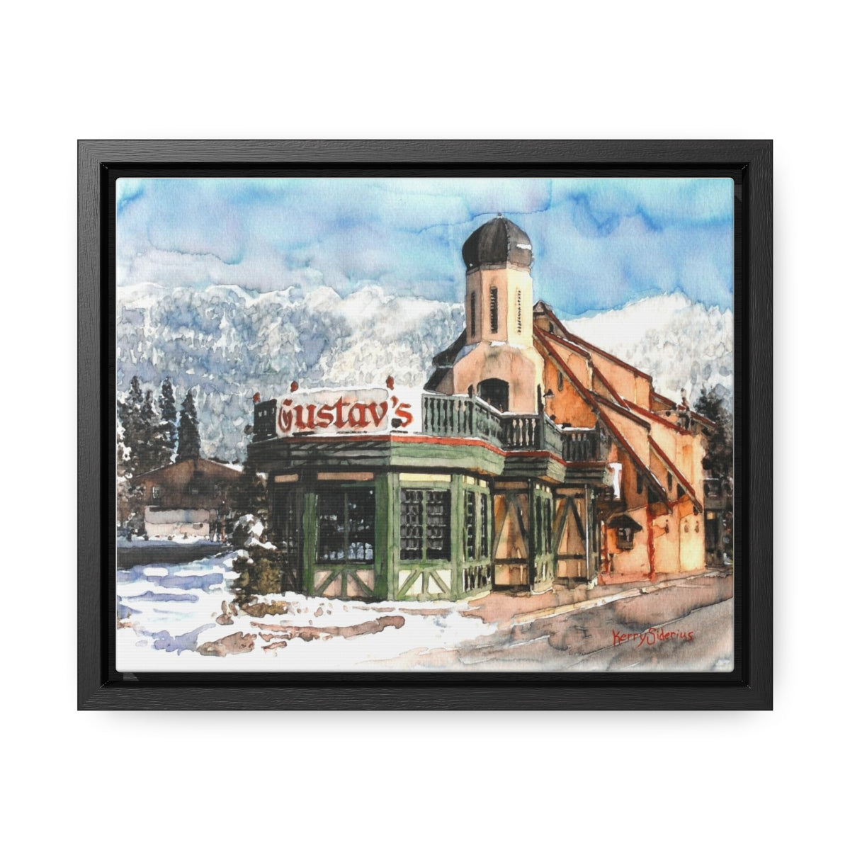 "Leavenworth's Gustav's in the Wintertime" Poplar Wood Framed Canvas - Kerry Siderius Art