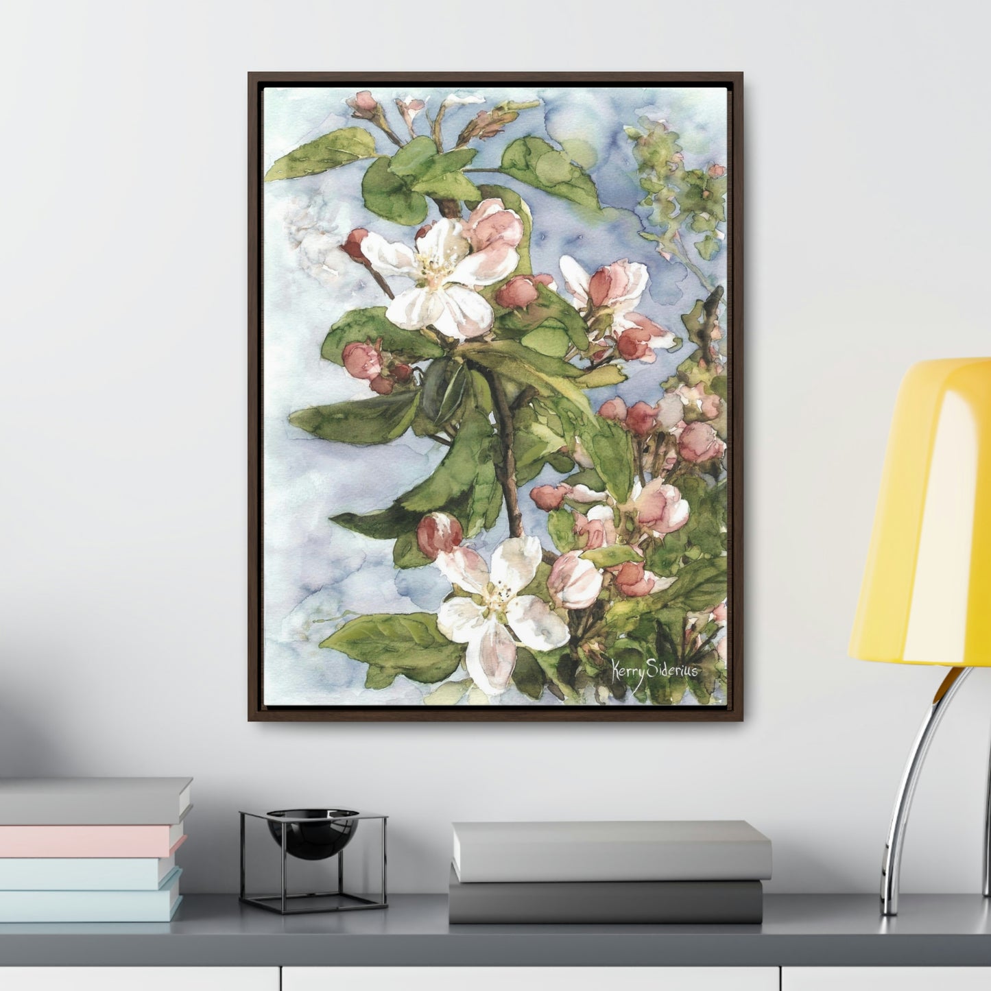 "Wenatchee Apple Blossoms" Gallery Wrapped Wood Framed Canvas (Walnut & Black) - Kerry Siderius Art