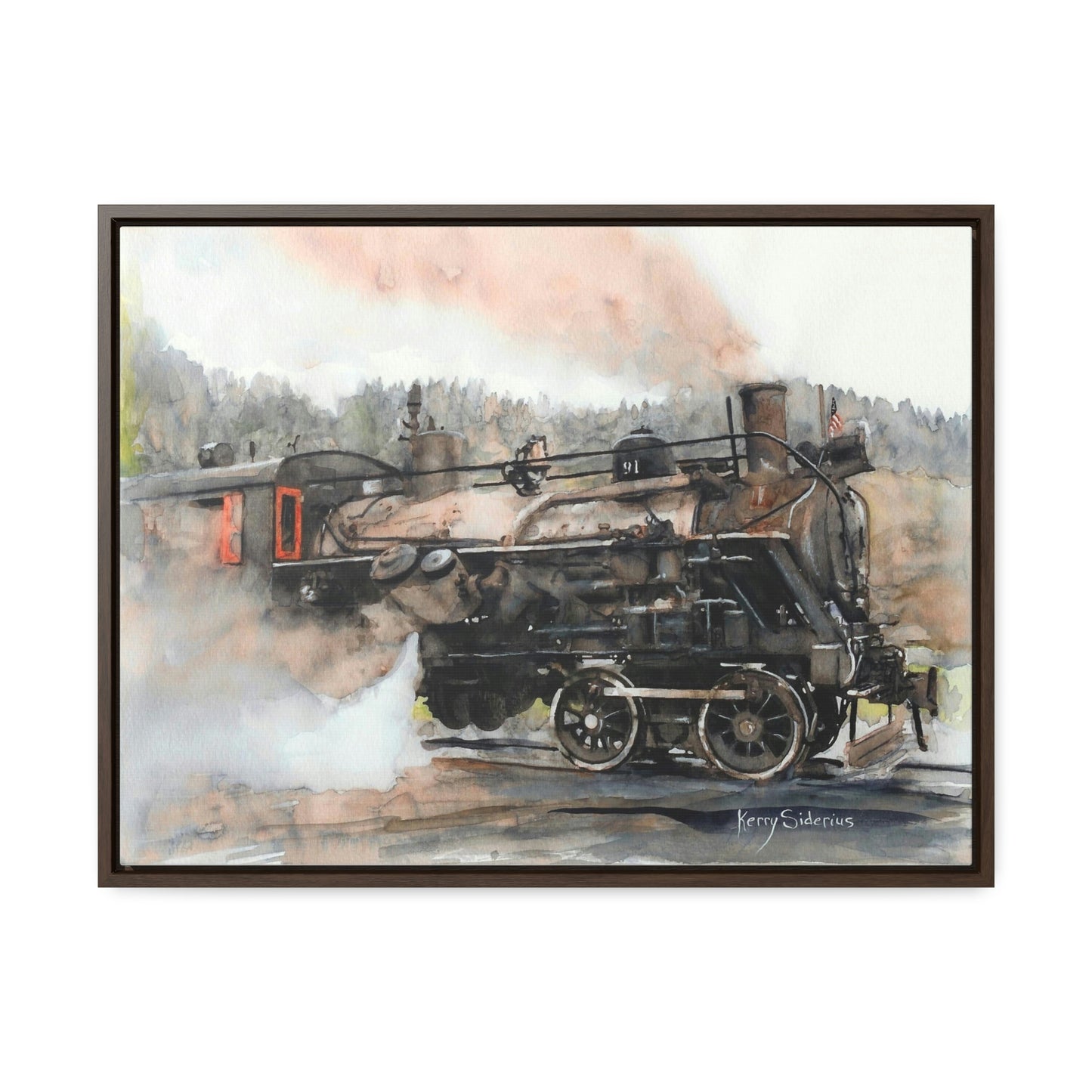 "Old Steam Train in Elba, Washington" Gallery-Wrapped Wood Framed Canvas - Kerry Siderius Art