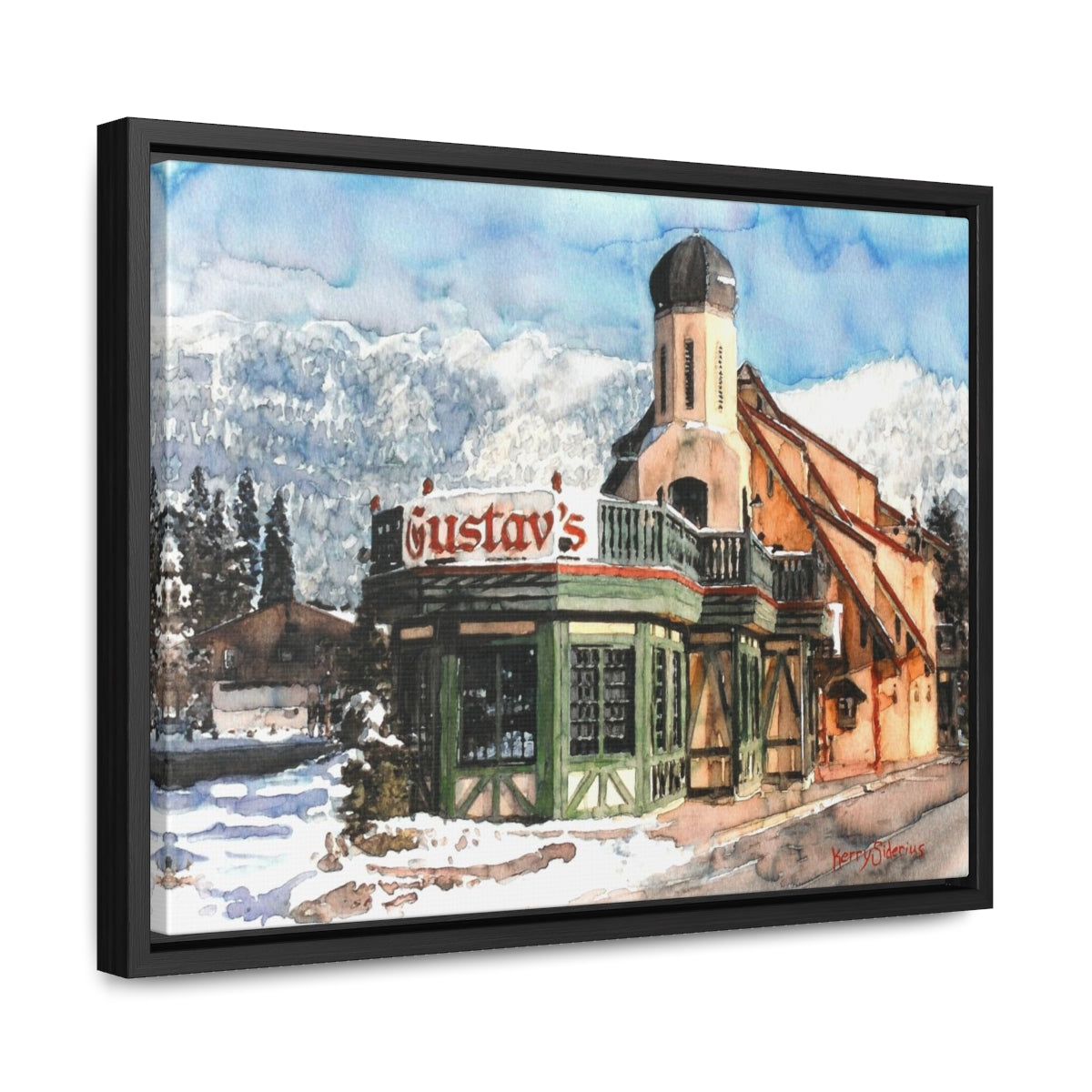 "Leavenworth's Gustav's in the Wintertime" Poplar Wood Framed Canvas - Kerry Siderius Art