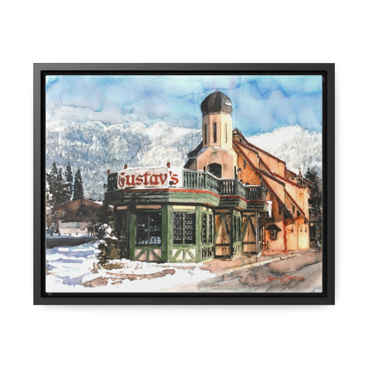 "Leavenworth's Gustav's in the Wintertime" Poplar Wood Framed Canvas - Kerry Siderius Art