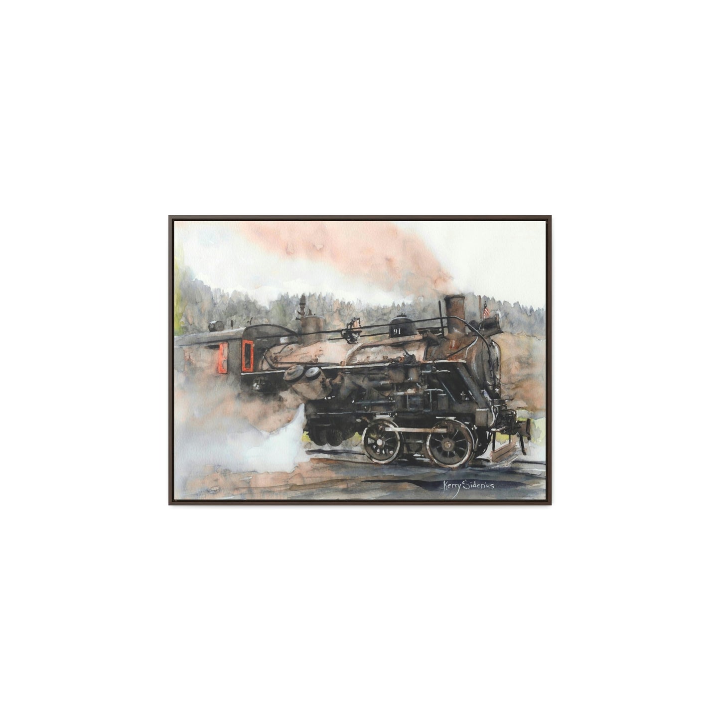 "Old Steam Train in Elba, Washington" Gallery-Wrapped Wood Framed Canvas - Kerry Siderius Art