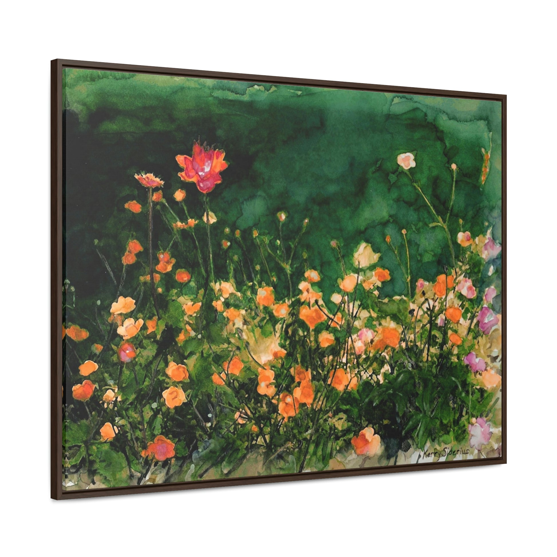 "Flowers By The Pond" Gallery Wrapped Wood-Framed Canvas - Kerry Siderius Art