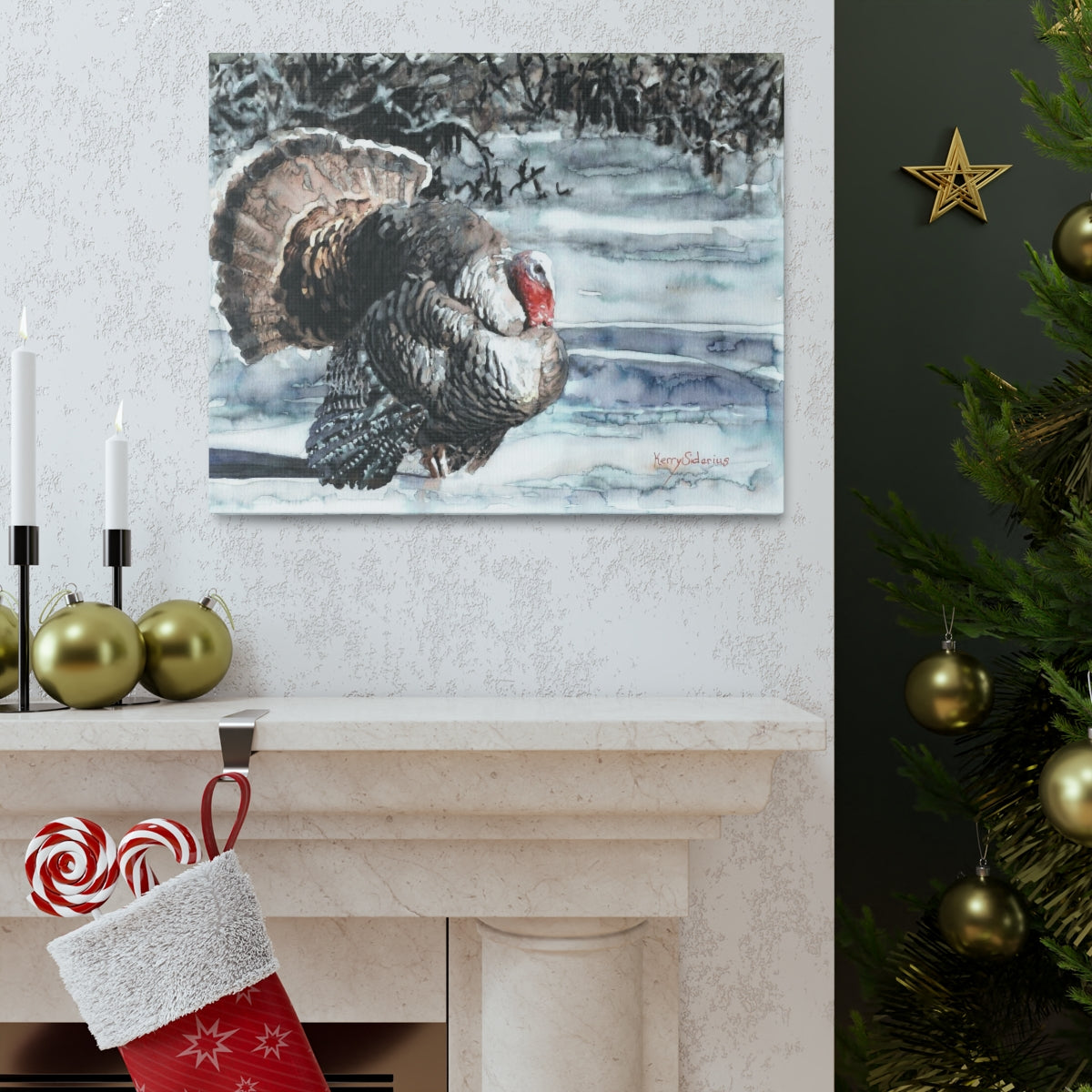 "Wild Turkey in the Snow" Canvas Gallery Wrap - Kerry Siderius Art