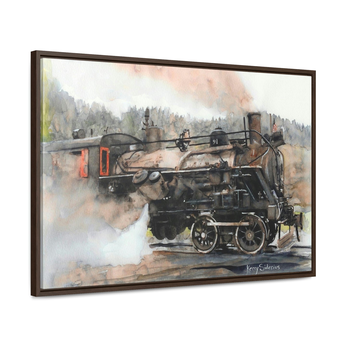 "Old Steam Train in Elba, Washington" Gallery-Wrapped Wood Framed Canvas - Kerry Siderius Art
