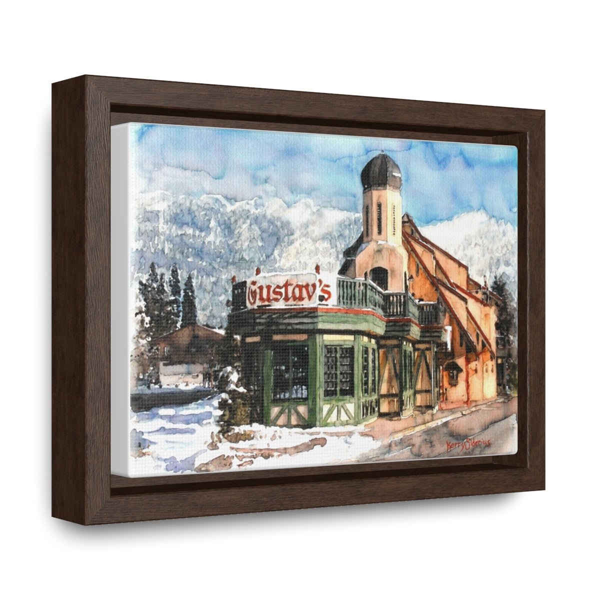 "Leavenworth's Gustav's in the Wintertime" Poplar Wood Framed Canvas - Kerry Siderius Art