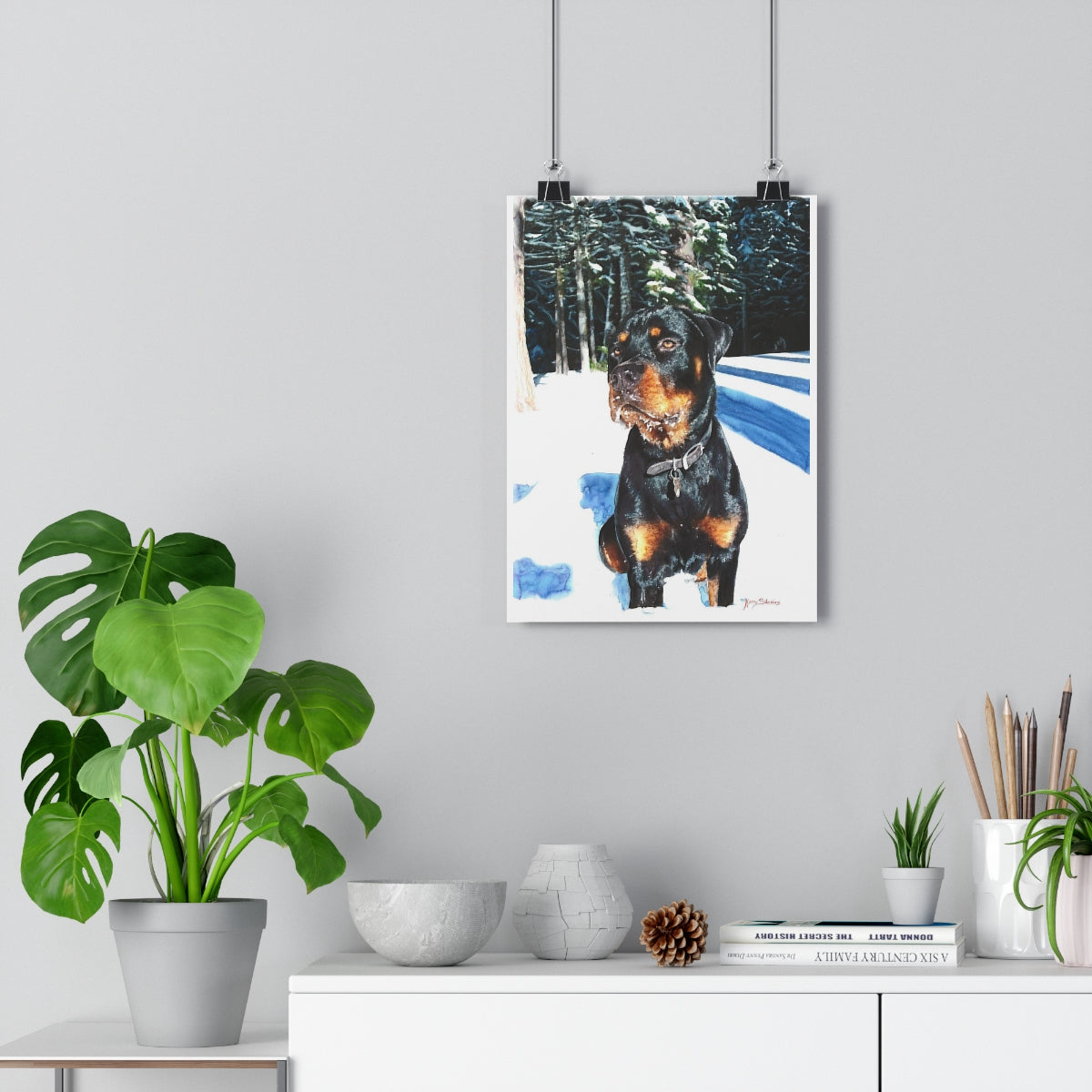 "Rottweiler In The Snow" Archival Poster Print (5 Sizes) - Kerry Siderius Art