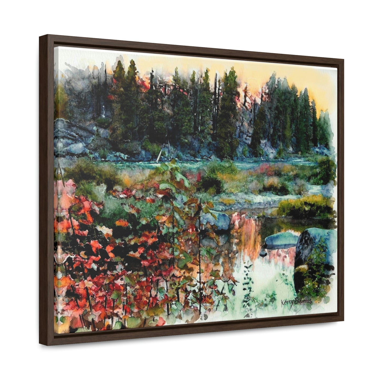 "Tumwater Pink Sunset" Gallery Wrapped Wood Framed Canvas - Kerry Siderius Art