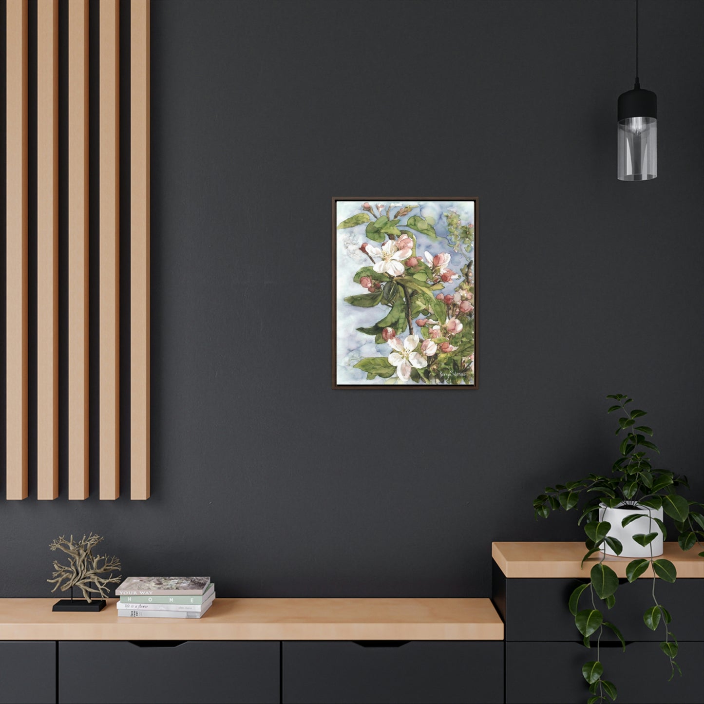 "Wenatchee Apple Blossoms" Gallery Wrapped Wood Framed Canvas (Walnut & Black) - Kerry Siderius Art