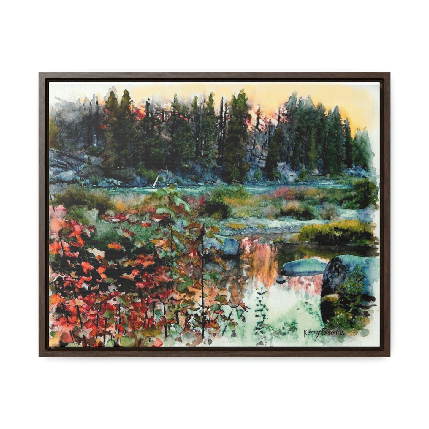 "Tumwater Pink Sunset" Gallery Wrapped Wood Framed Canvas - Kerry Siderius Art
