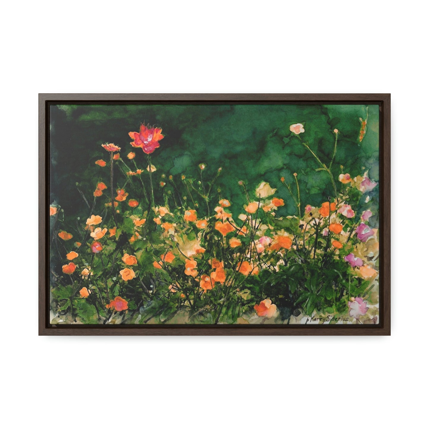 "Flowers By The Pond" Gallery Wrapped Wood-Framed Canvas - Kerry Siderius Art
