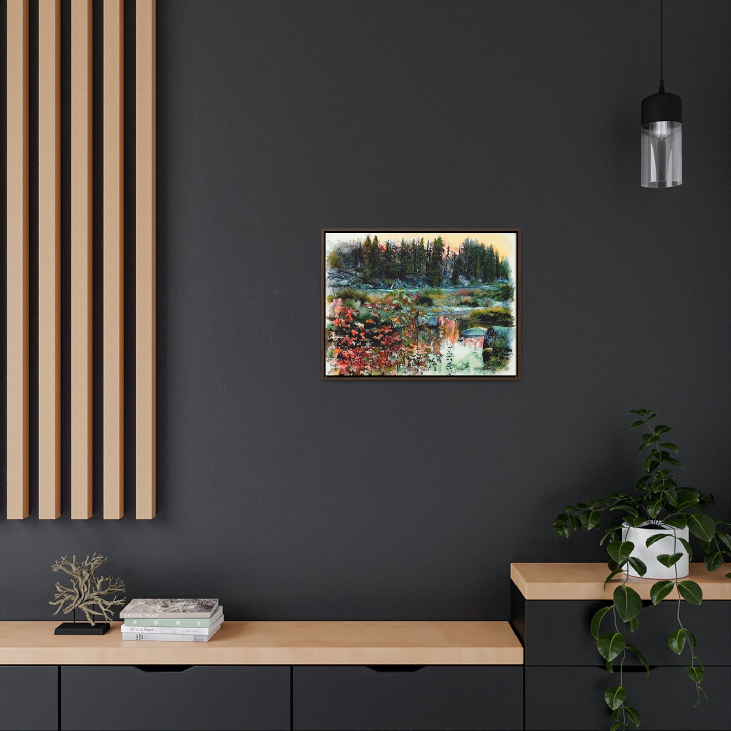 "Tumwater Pink Sunset" Gallery Wrapped Wood Framed Canvas - Kerry Siderius Art