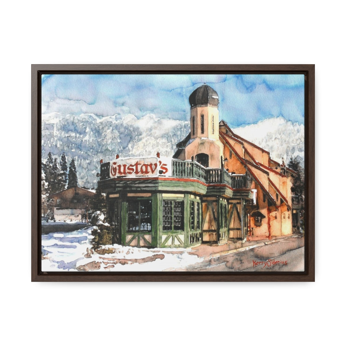 "Leavenworth's Gustav's in the Wintertime" Poplar Wood Framed Canvas - Kerry Siderius Art