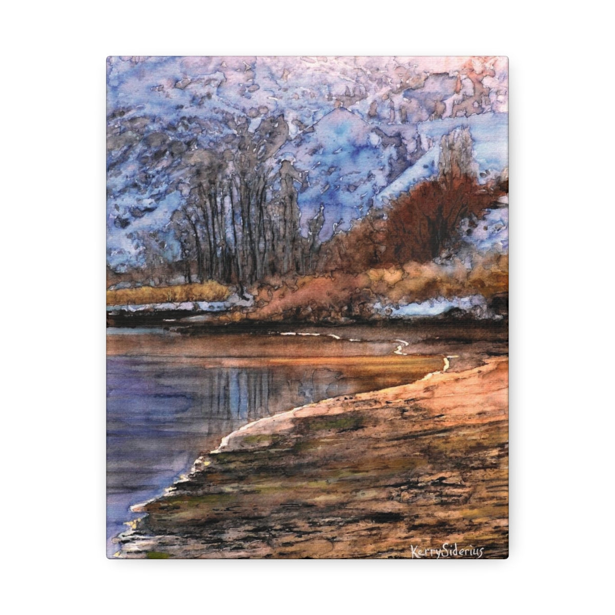 "Winter View by the Columbia River" Satin Canvas - Kerry Siderius Art