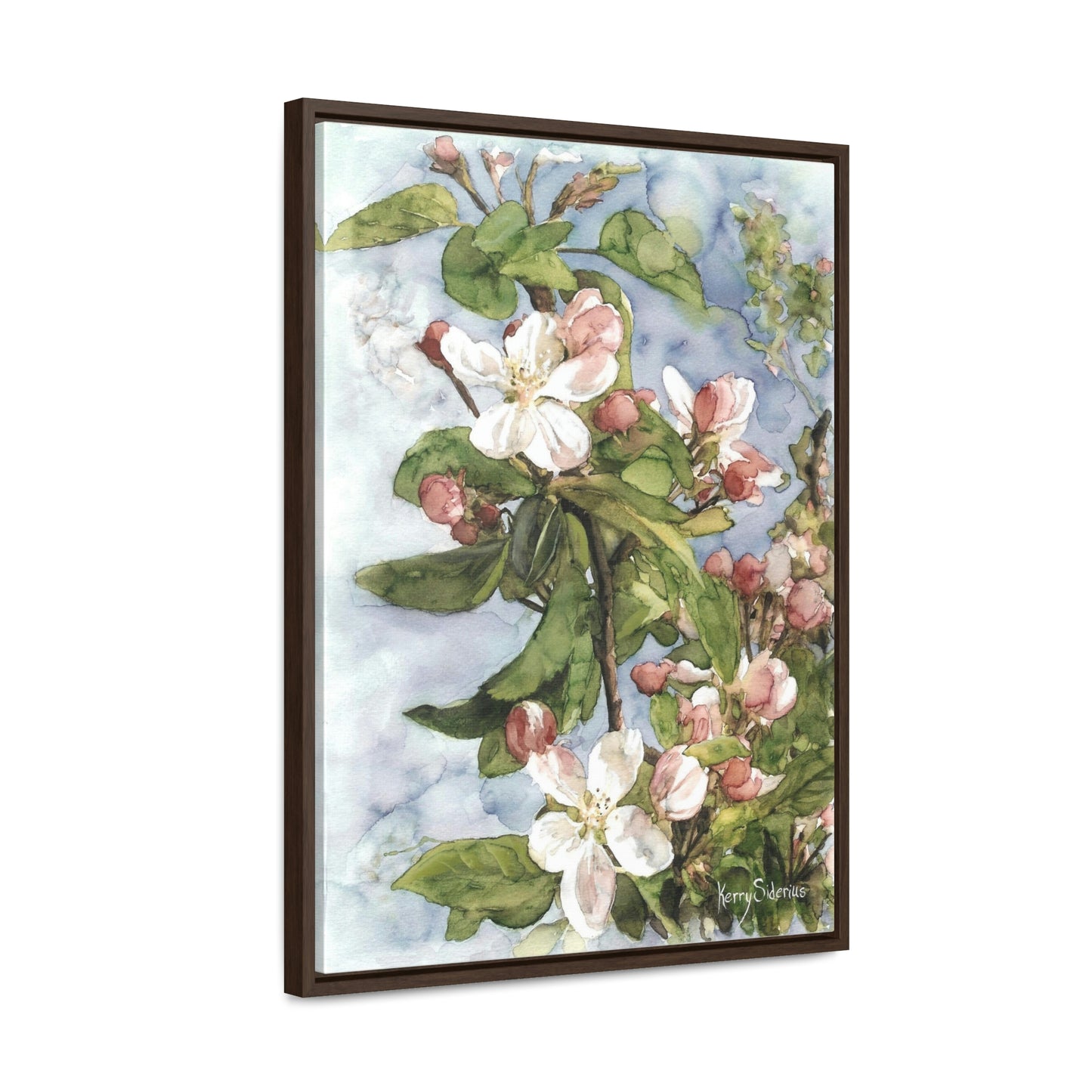 "Wenatchee Apple Blossoms" Gallery Wrapped Wood Framed Canvas (Walnut & Black) - Kerry Siderius Art