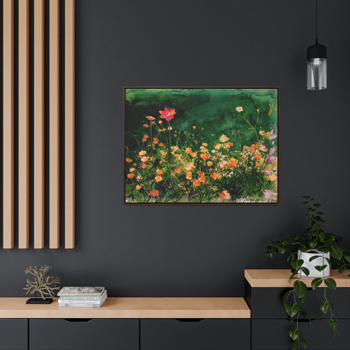 "Flowers By The Pond" Gallery Wrapped Wood-Framed Canvas - Kerry Siderius Art