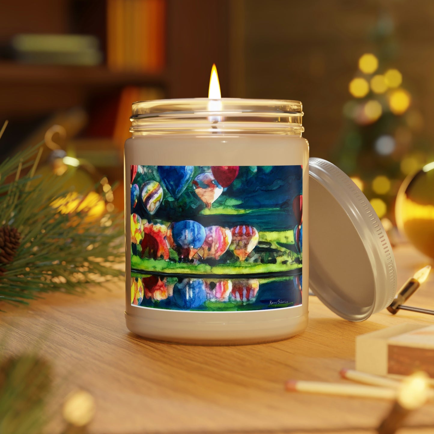 "Hot Air Balloon Reflection in Quincy" Candle, 9oz - Kerry Siderius Art