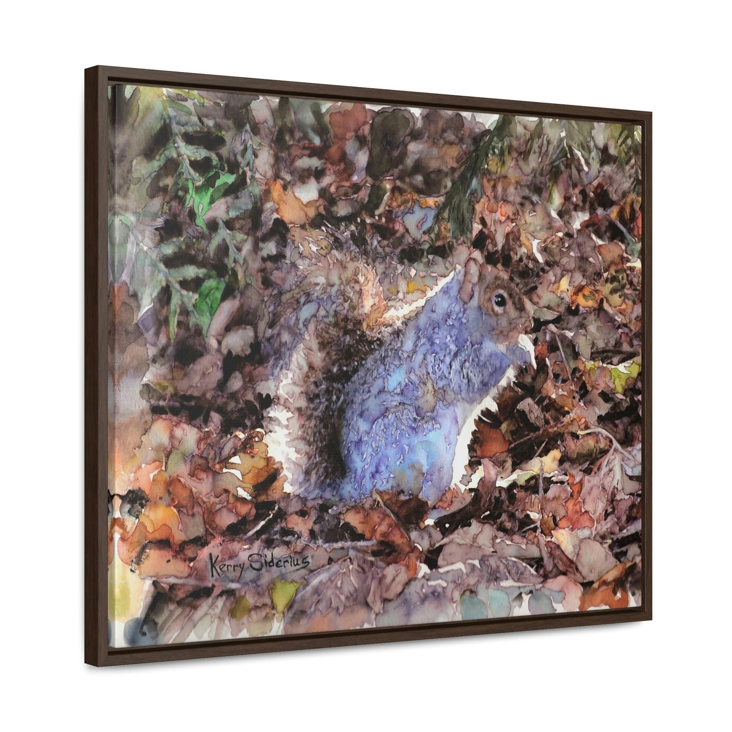 "Little Squirrel Visiting Our Campsite" Wood-Framed Gallery Wrapped Canvas - Kerry Siderius Art