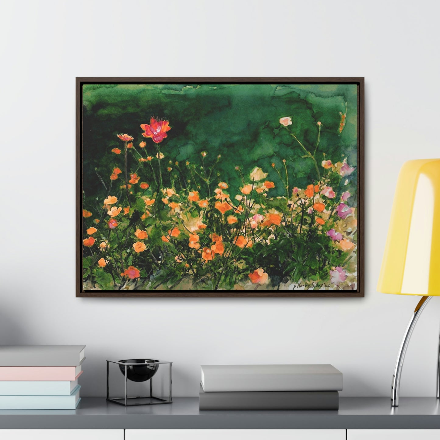 "Flowers By The Pond" Gallery Wrapped Wood-Framed Canvas - Kerry Siderius Art