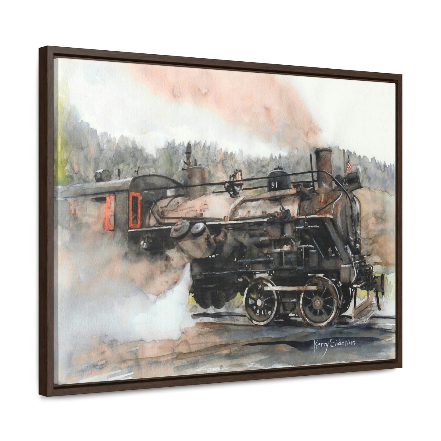 "Old Steam Train in Elba, Washington" Gallery-Wrapped Wood Framed Canvas - Kerry Siderius Art