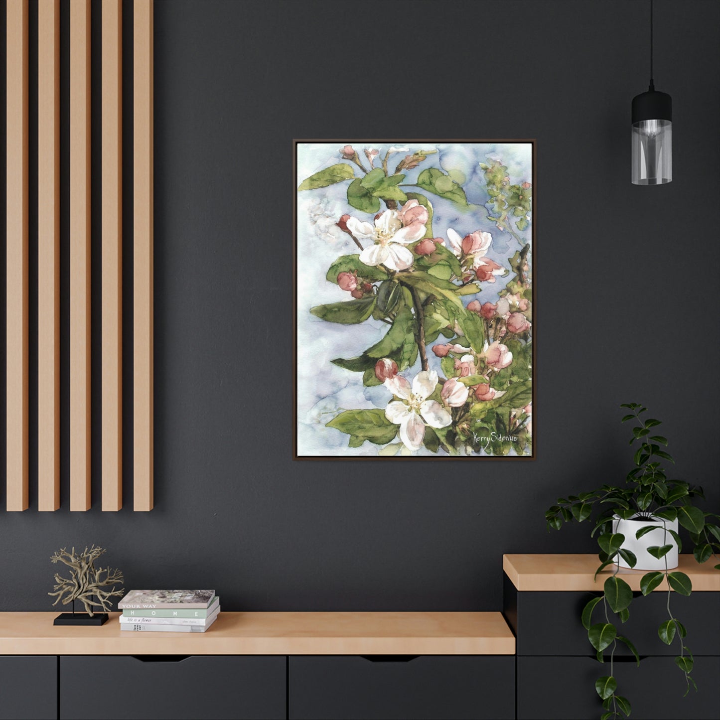 "Wenatchee Apple Blossoms" Gallery Wrapped Wood Framed Canvas (Walnut & Black) - Kerry Siderius Art