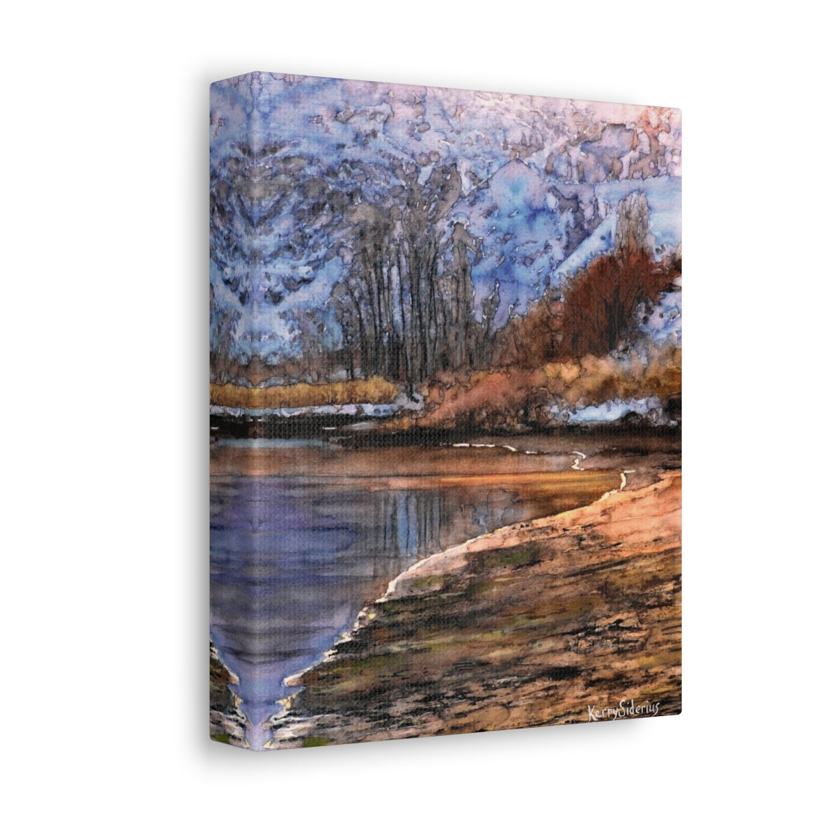 "Winter View by the Columbia River" Satin Canvas - Kerry Siderius Art