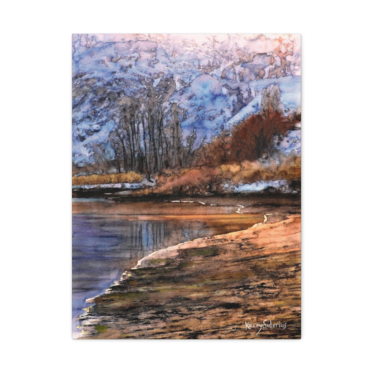 "Winter View by the Columbia River" Satin Canvas - Kerry Siderius Art