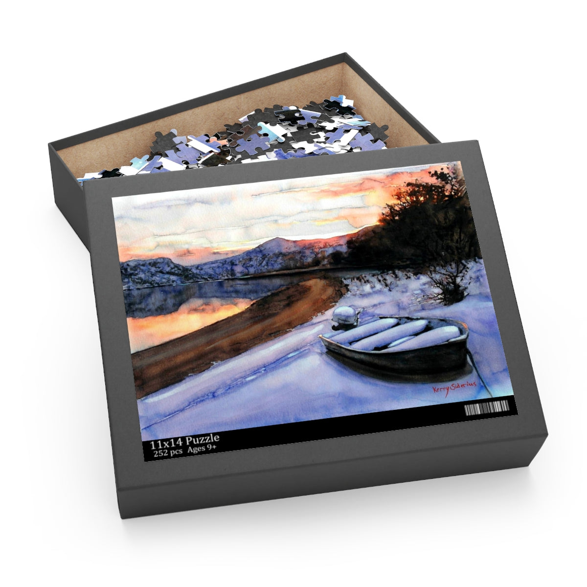 "Snowy Boat on the Columbia River" 252 Piece Puzzle - Kerry Siderius Art