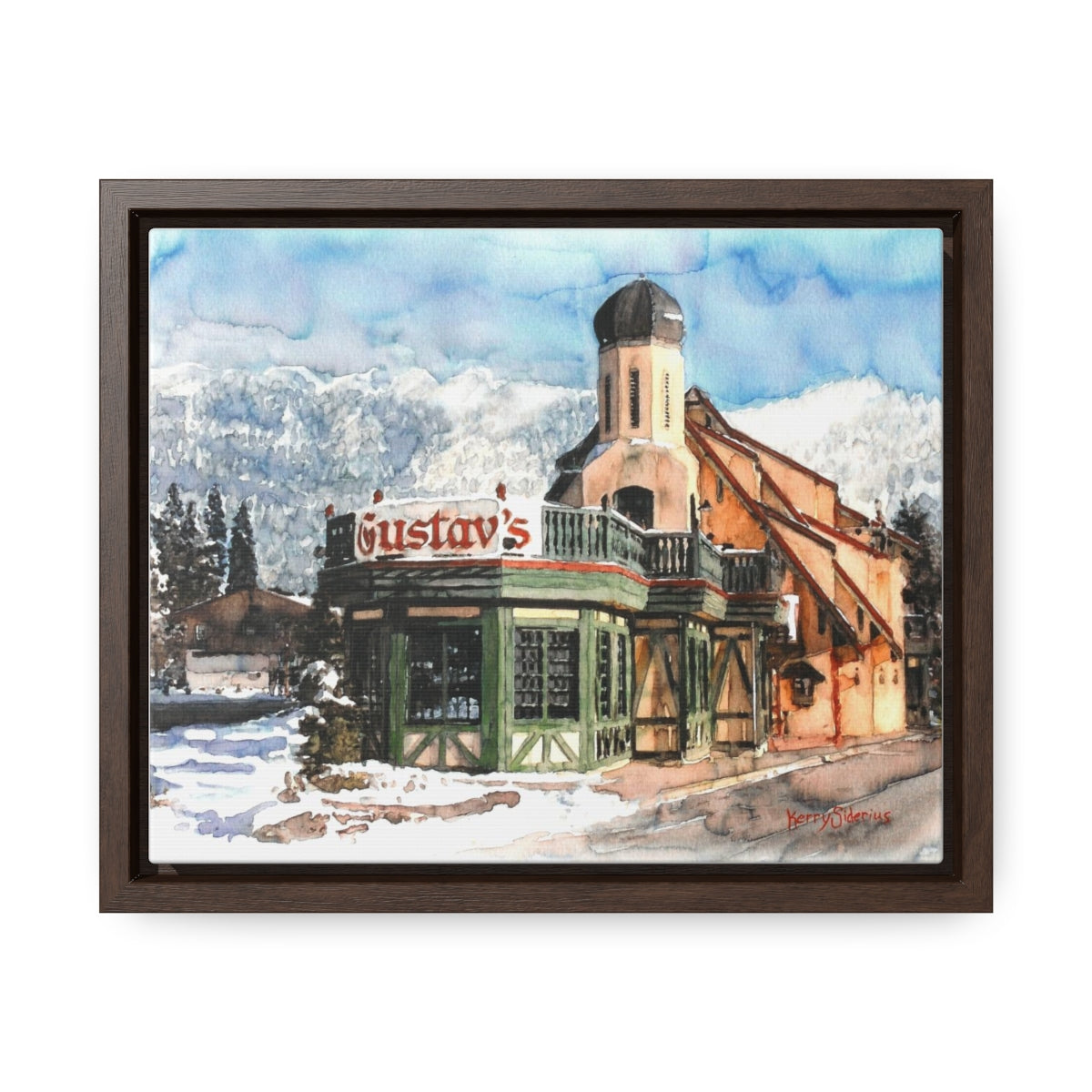 "Leavenworth's Gustav's in the Wintertime" Poplar Wood Framed Canvas - Kerry Siderius Art
