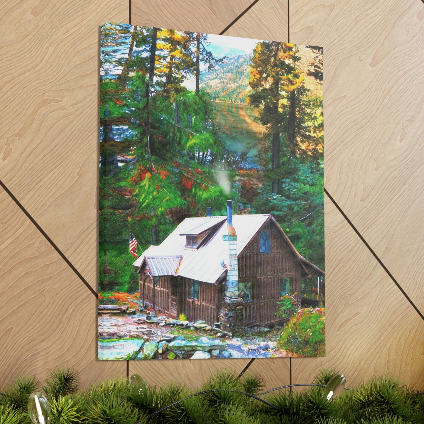 "Cabin on Lake Wenatchee" Gallery Wrapped Canvas - Kerry Siderius Art