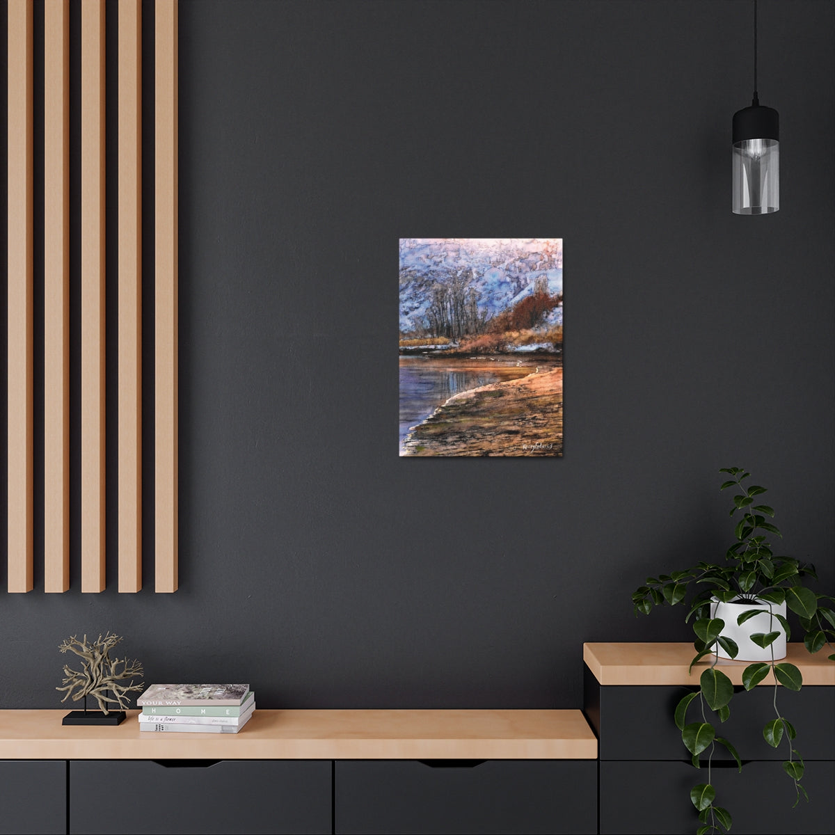 "Winter View by the Columbia River" Satin Canvas - Kerry Siderius Art