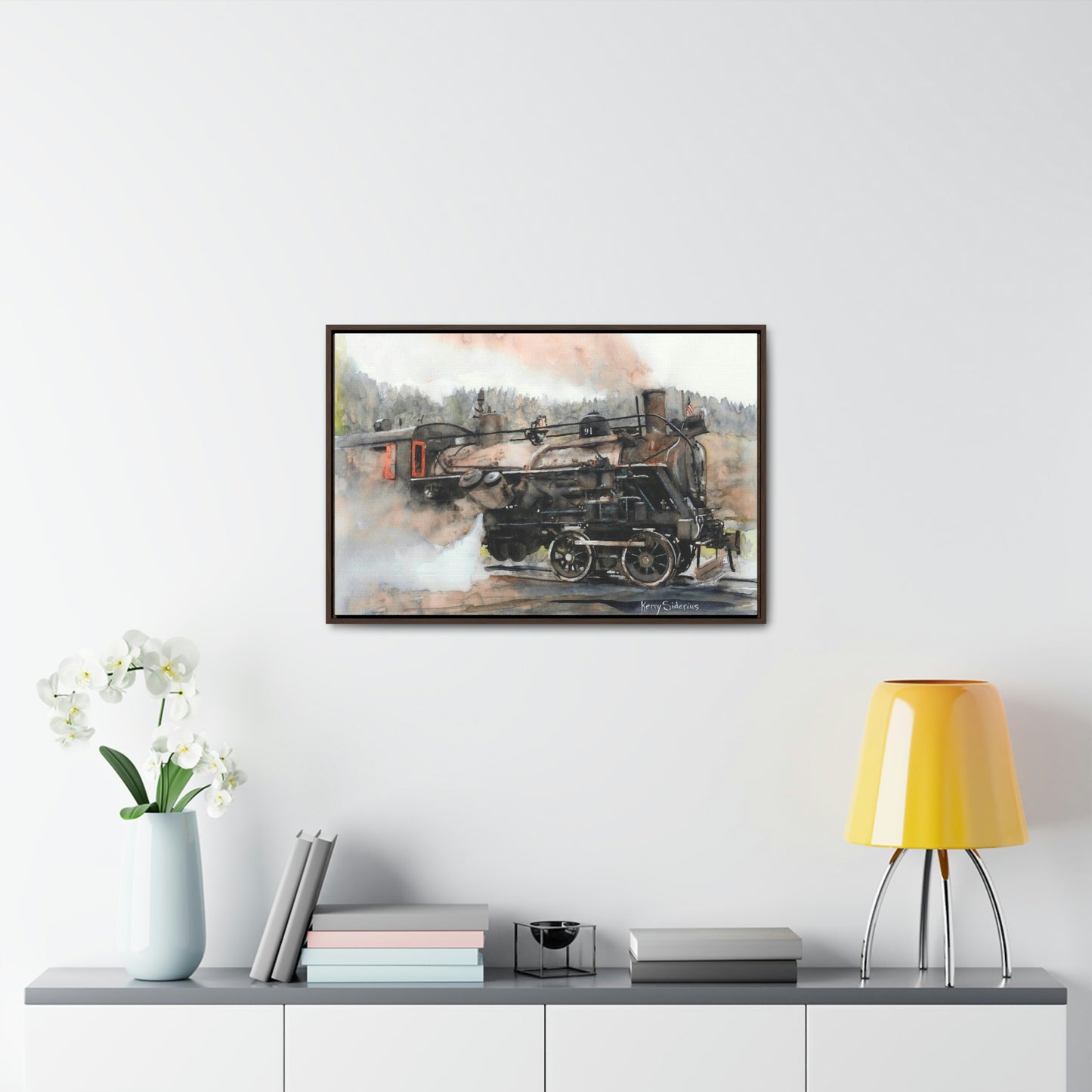 "Old Steam Train in Elba, Washington" Gallery-Wrapped Wood Framed Canvas - Kerry Siderius Art