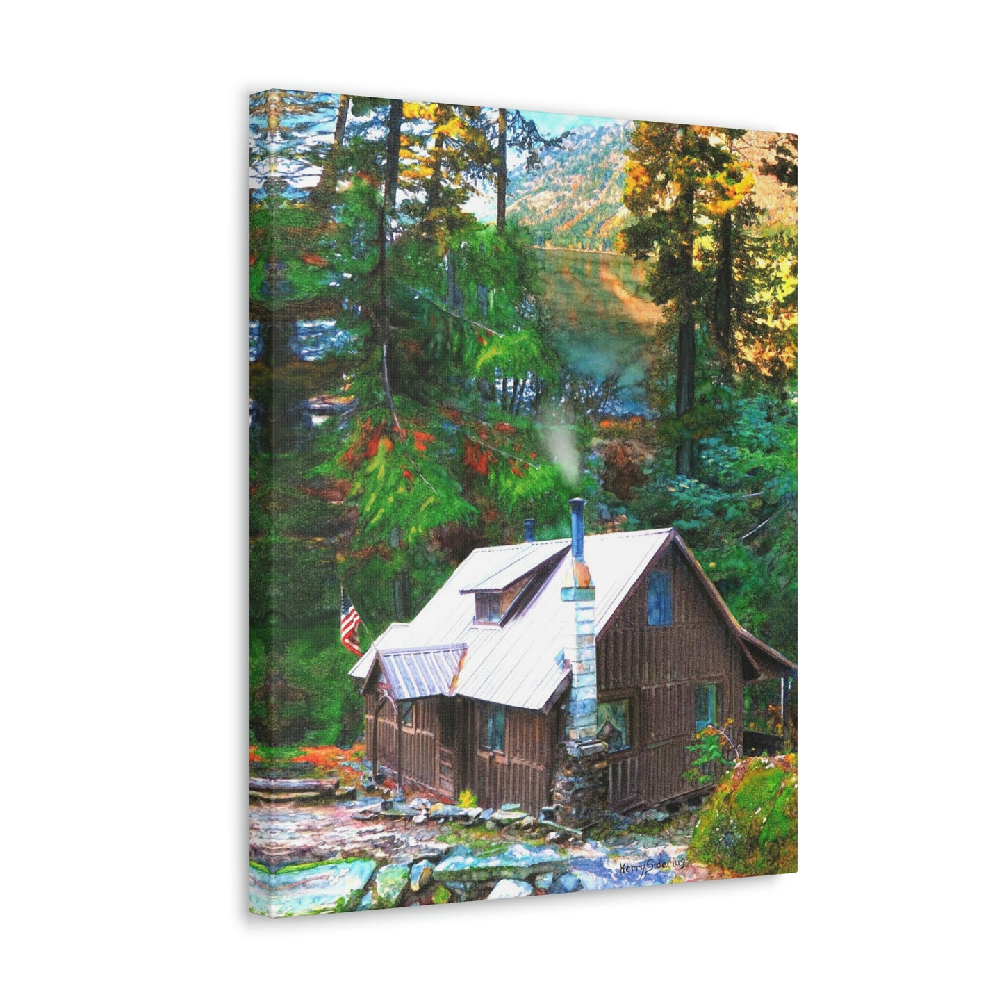 "Cabin on Lake Wenatchee" Gallery Wrapped Canvas - Kerry Siderius Art