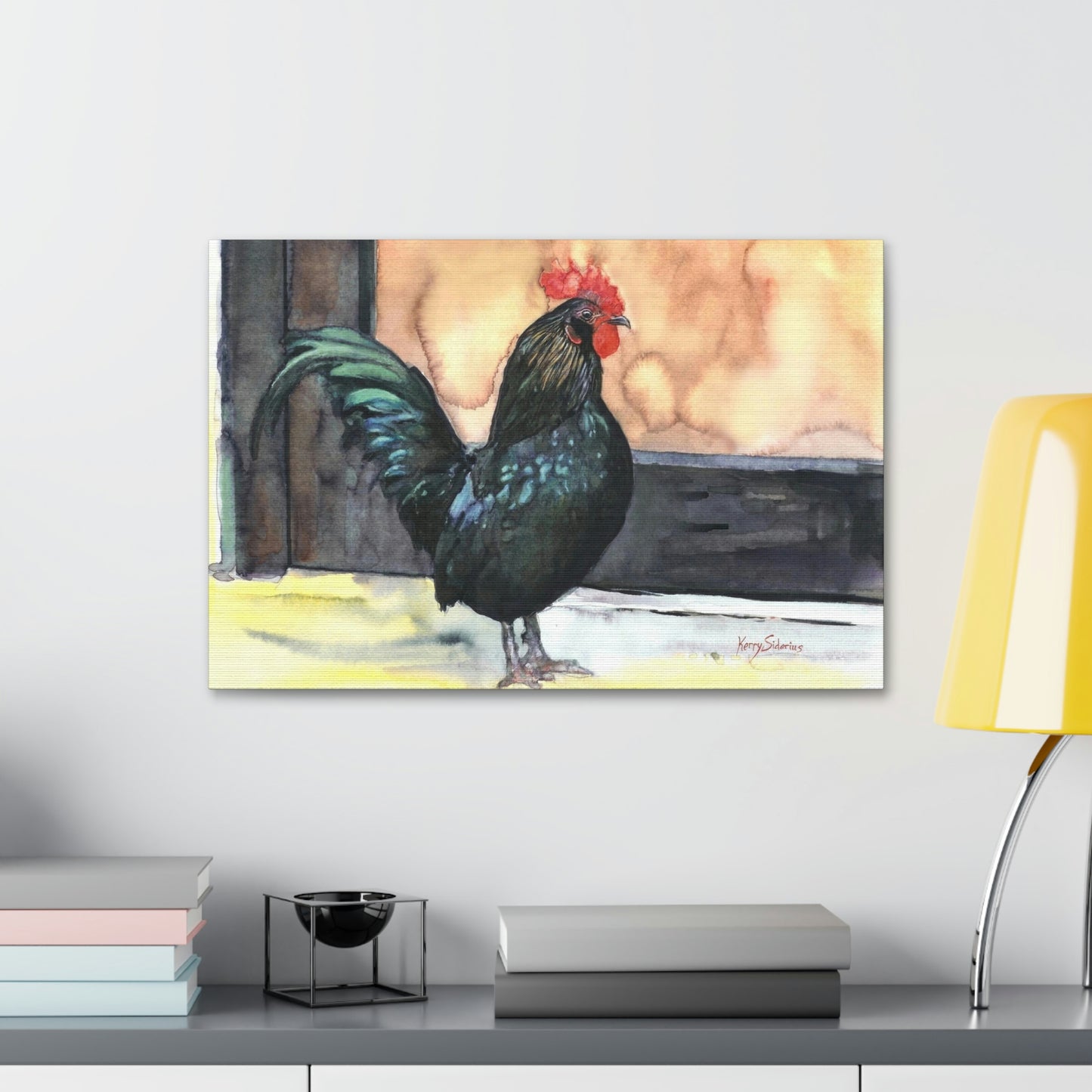 "There's a Rooster at My Door" Stretched Canvas - Kerry Siderius Art