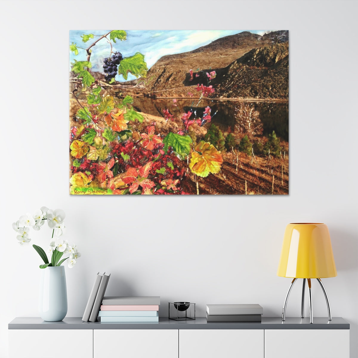 "Last Cluster of Grapes with Columbia Reflection" Canvas Stretched, 1.5'' - Kerry Siderius Art