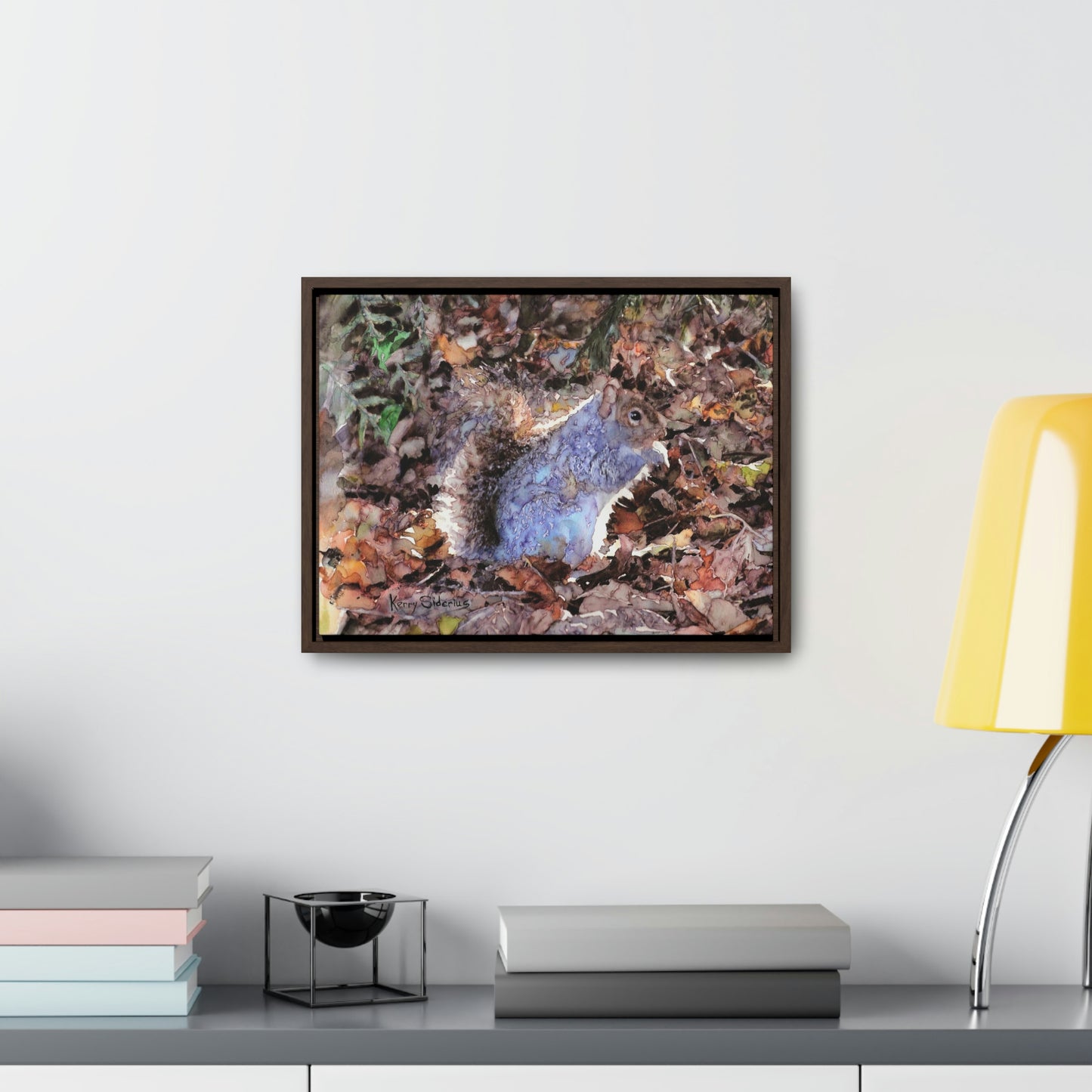"Little Squirrel Visiting Our Campsite" Wood-Framed Gallery Wrapped Canvas - Kerry Siderius Art
