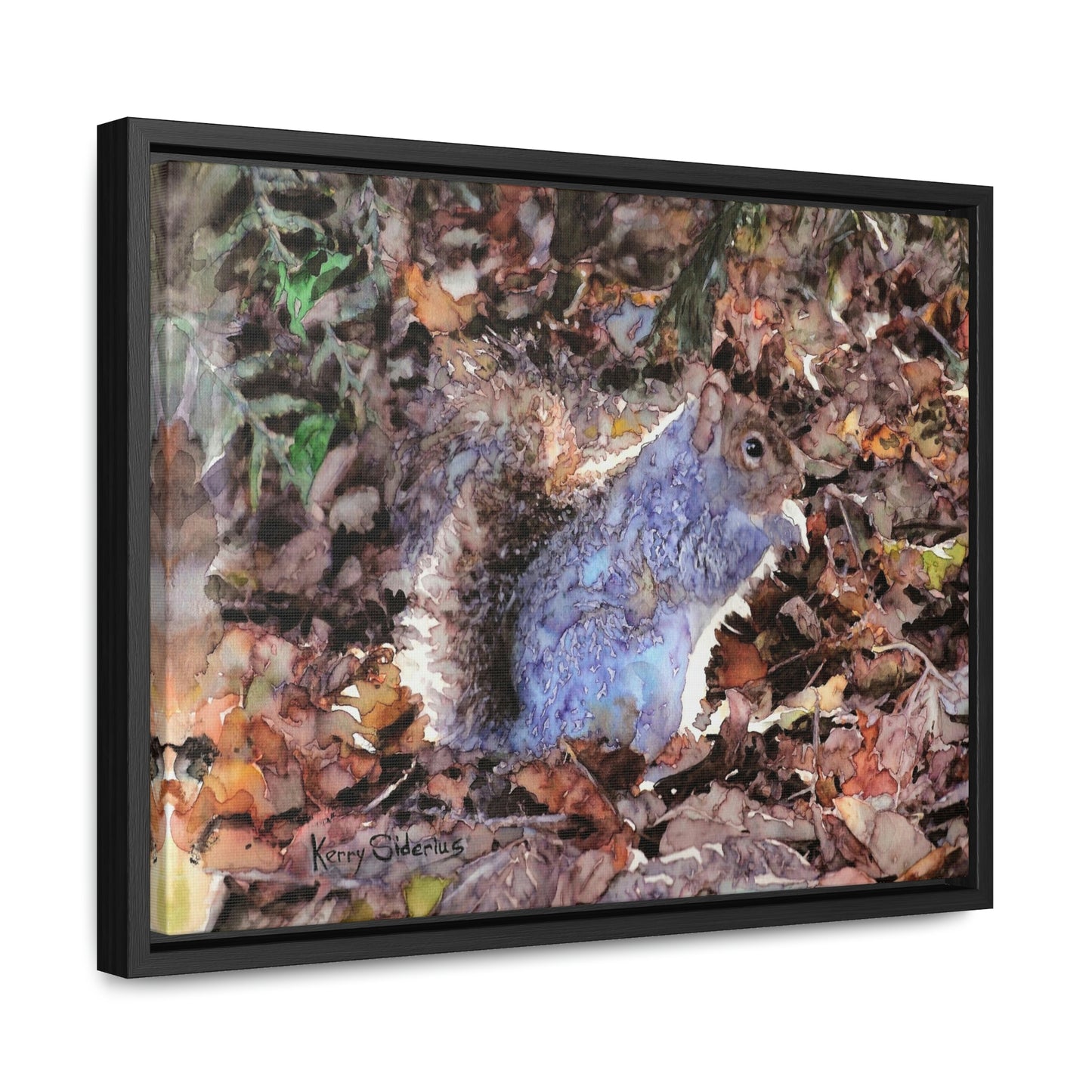 "Little Squirrel Visiting Our Campsite" Wood-Framed Gallery Wrapped Canvas - Kerry Siderius Art