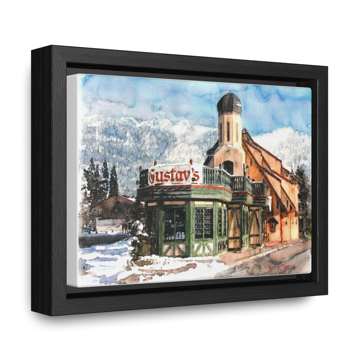 "Leavenworth's Gustav's in the Wintertime" Poplar Wood Framed Canvas - Kerry Siderius Art