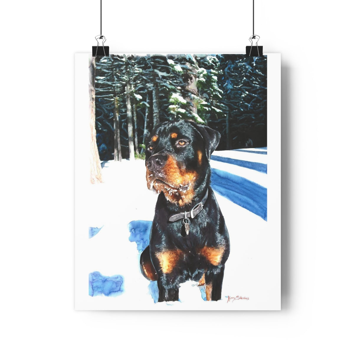 "Rottweiler In The Snow" Archival Poster Print (5 Sizes) - Kerry Siderius Art