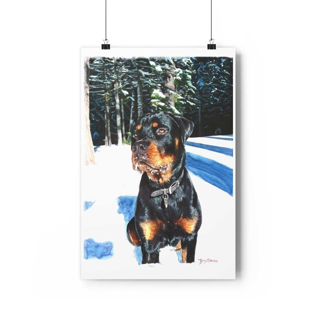 "Rottweiler In The Snow" Archival Poster Print (5 Sizes) - Kerry Siderius Art