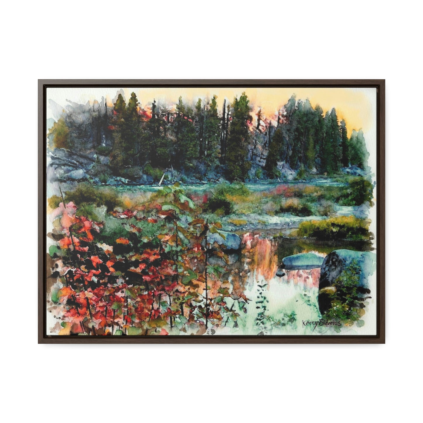 "Tumwater Pink Sunset" Gallery Wrapped Wood Framed Canvas - Kerry Siderius Art