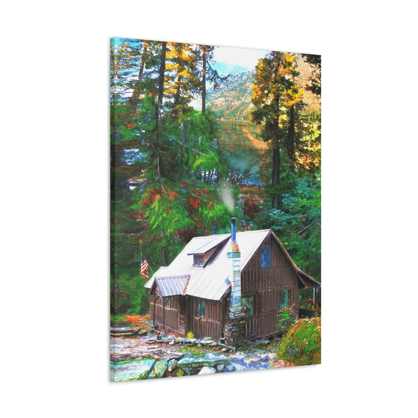 "Cabin on Lake Wenatchee" Gallery Wrapped Canvas - Kerry Siderius Art