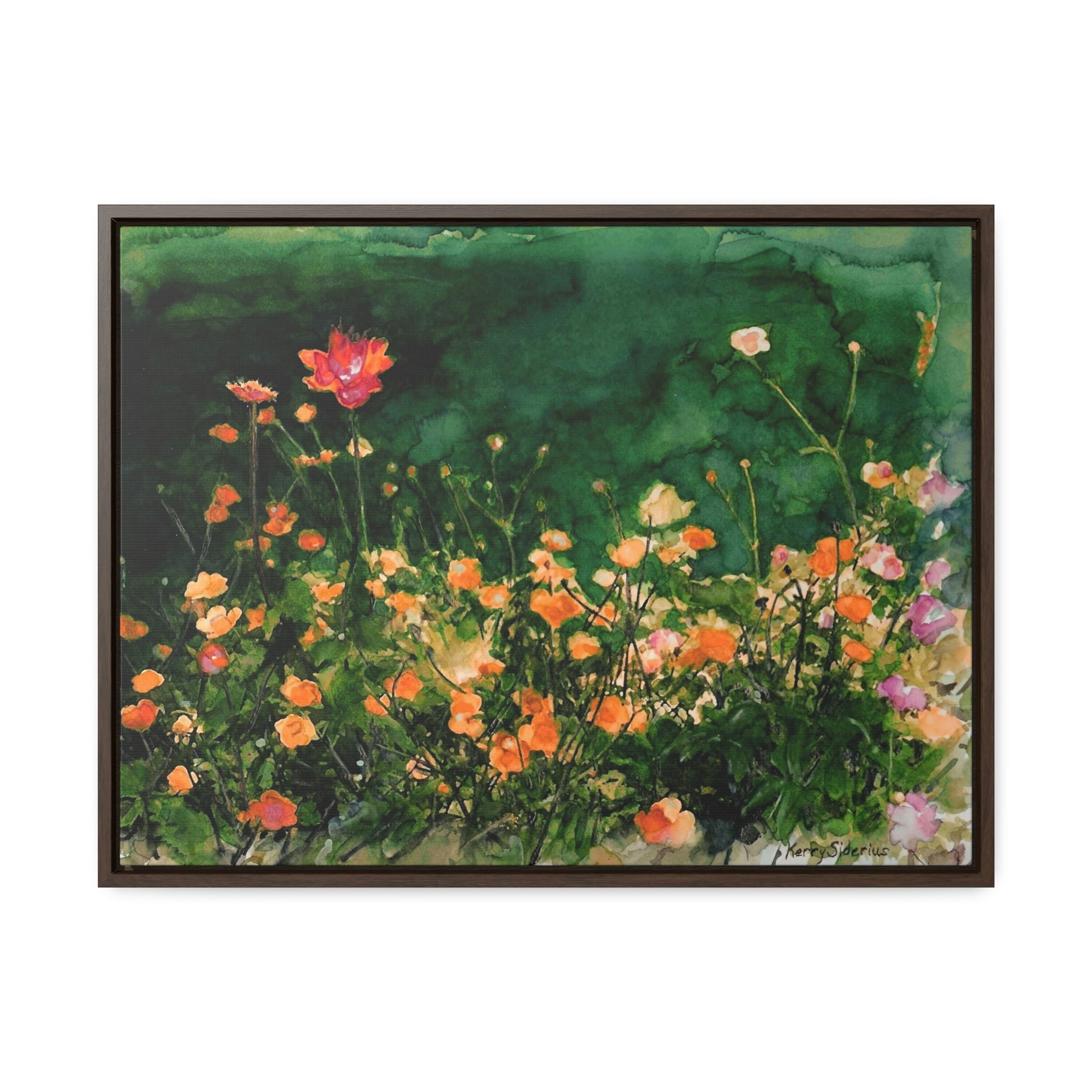"Flowers By The Pond" Gallery Wrapped Wood-Framed Canvas - Kerry Siderius Art