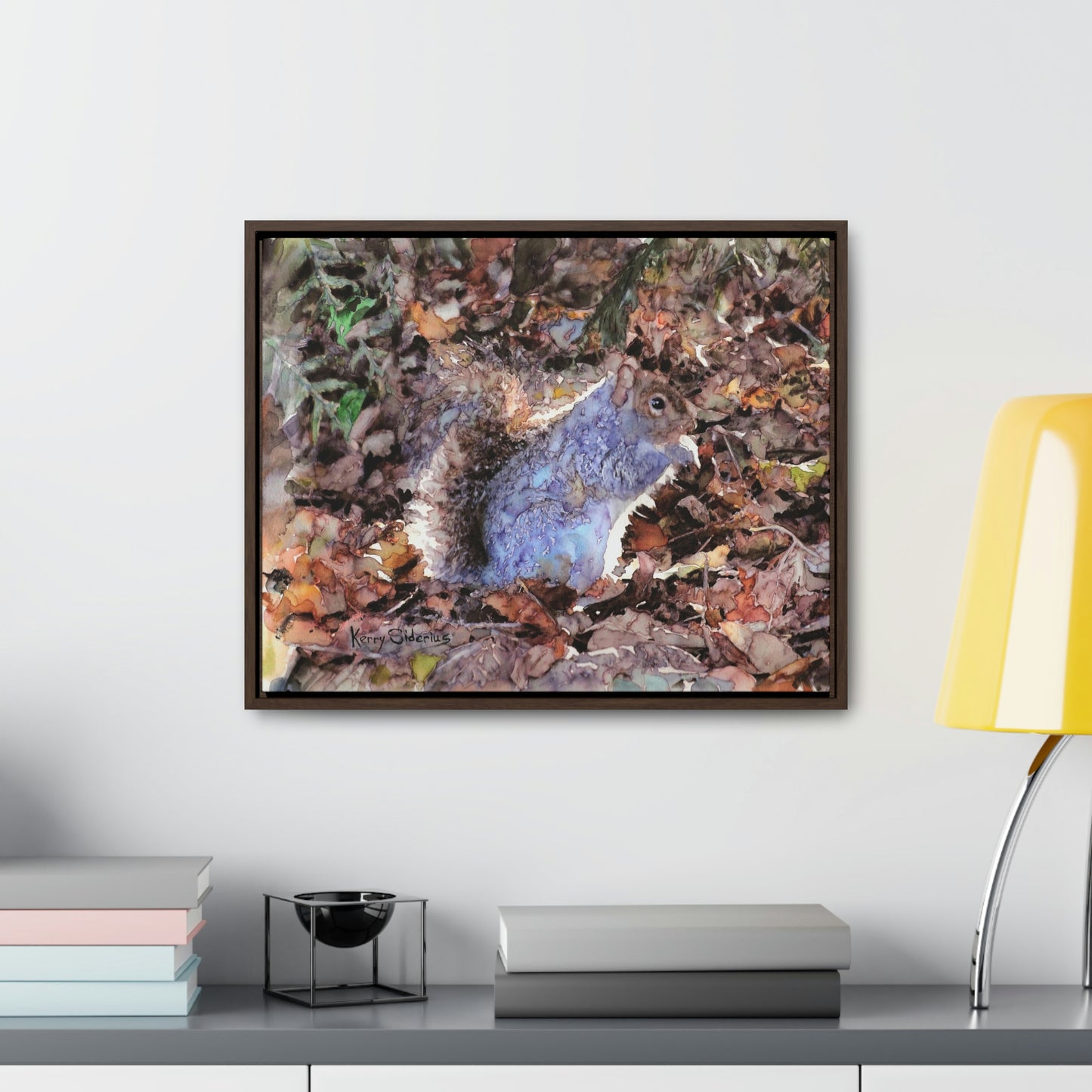 "Little Squirrel Visiting Our Campsite" Wood-Framed Gallery Wrapped Canvas - Kerry Siderius Art